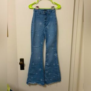 NASTY GAL starry flared high rise jeans!